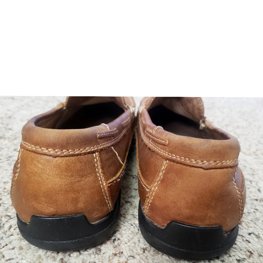 Johnston & Murphy J&M Men's 8.5 Brown Loafer Sheepskin Memory Foam Weaved Shoes